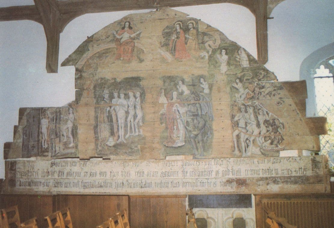 Wenhaston Doom 1400s Painting Suffolk Church Postcard