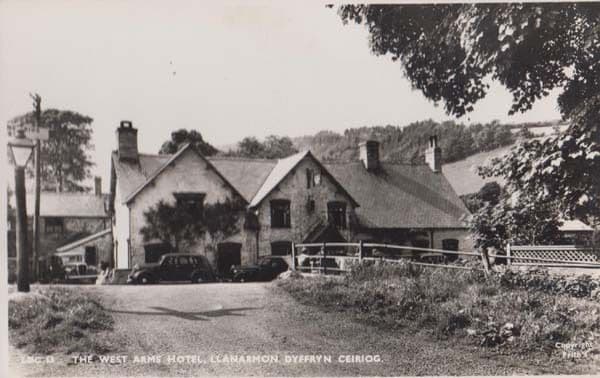 West Arms Hotel Motel Dyffryn Ceigiog Ceirlog Vintage Welsh Real Photo Postcard