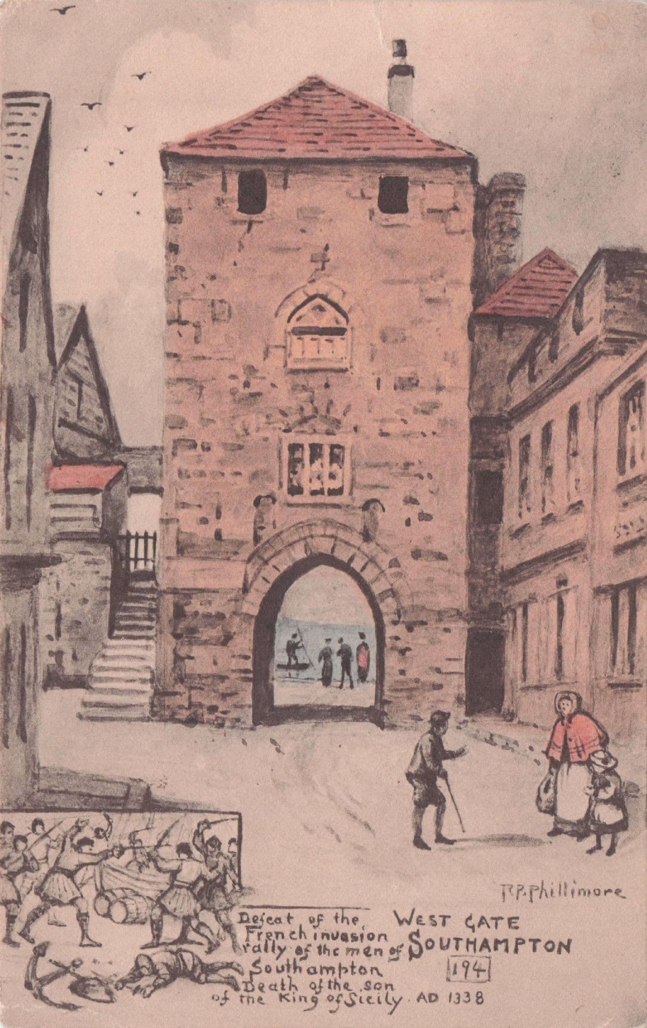 West Gate Southampton French Invasion Rally Old Phillimore Postcard