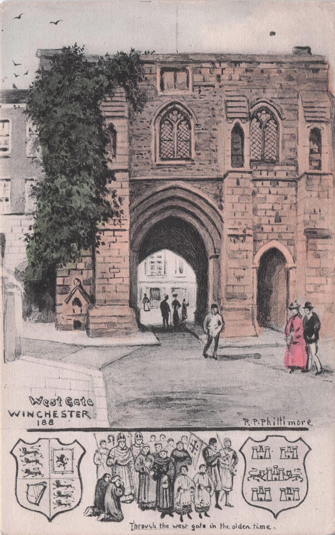 West Gate Winchester Monks & Monarchy Phillimore Old Postcard
