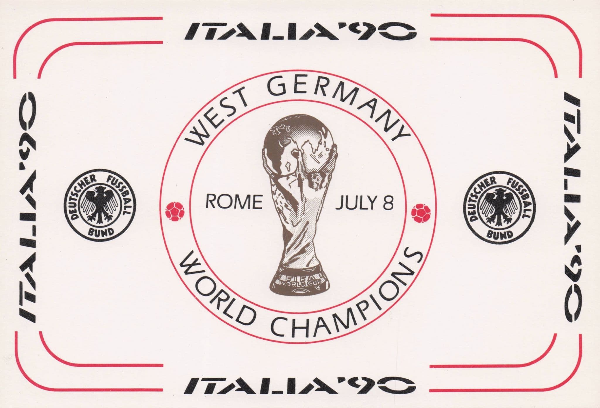 West Germany Football Italia 90 World Cup Champions Postcard