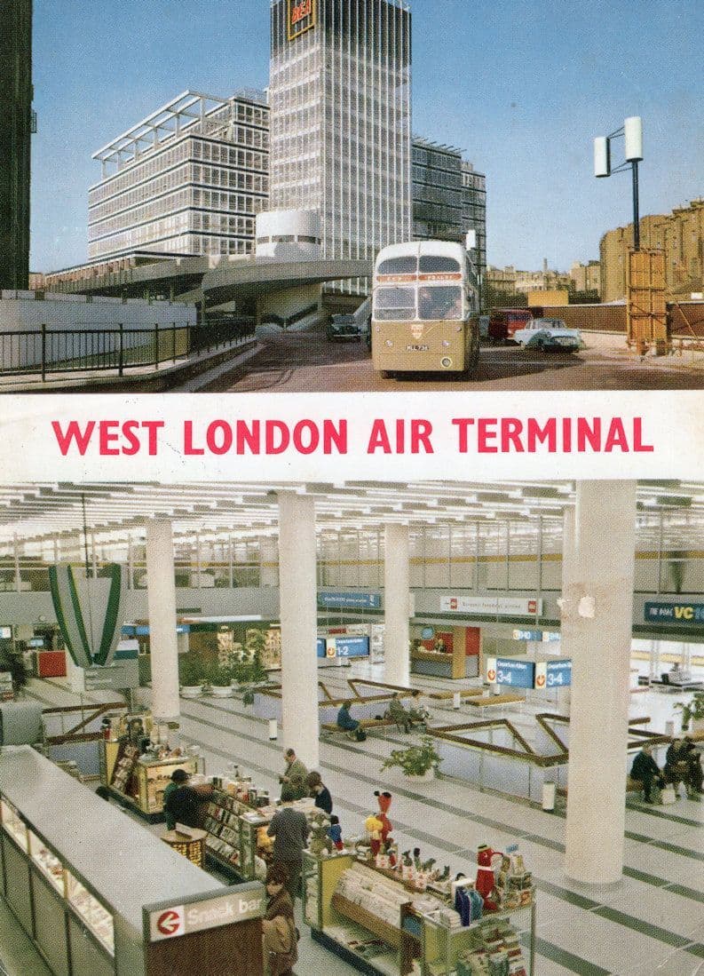 West London Air Terminal Airport Baggage Snack Bar 1980s Postcard