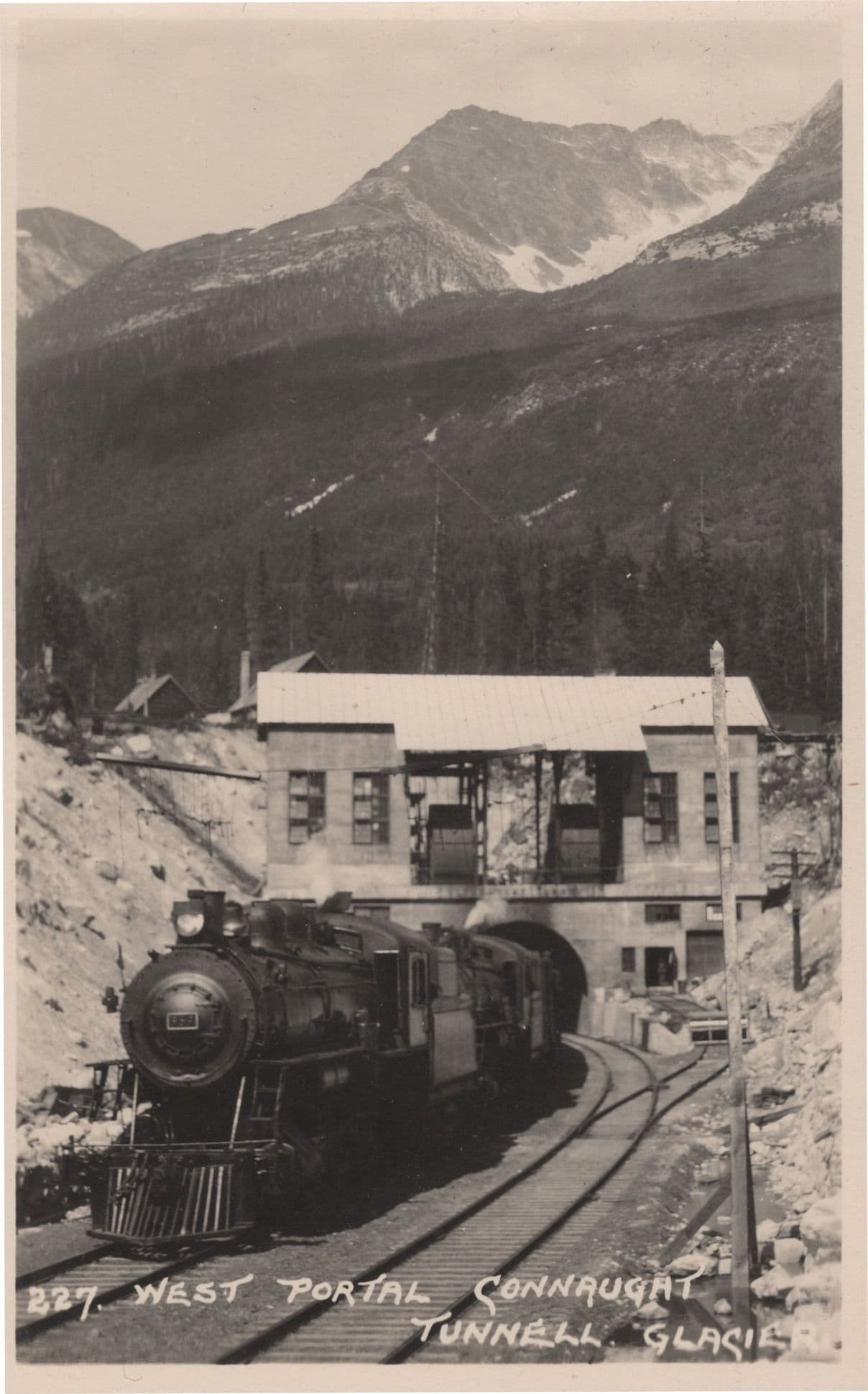 West Portal Connaught Tunnel Glacier BC Canada Old Railway Postcard