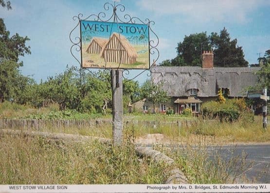 West Stow Village Sign Suffolk Postcard