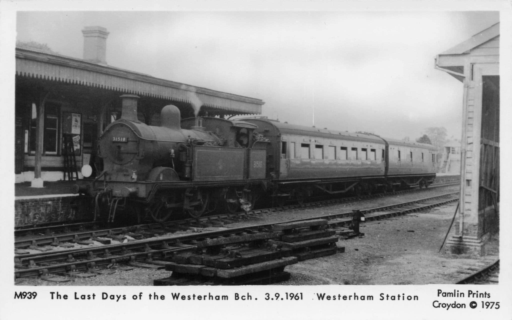 Westerham Train Station in 1961 Pamlin Prints Railway RPC Postcard