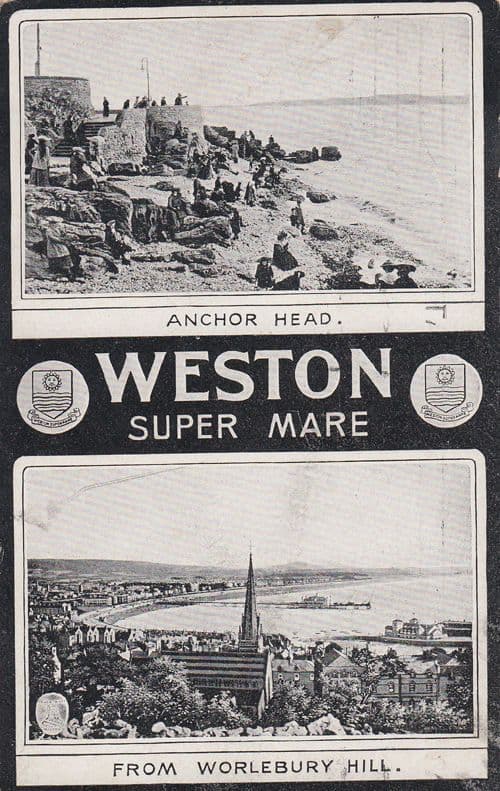Weston Super Mare Worlebury Hill Anchor Head Antique Postcard