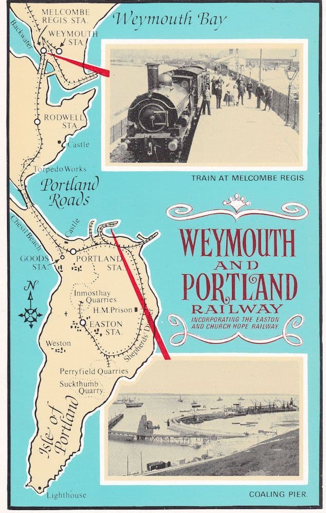 Weymouth & Portland Railway Bay Map Melcombe Regis Postcard