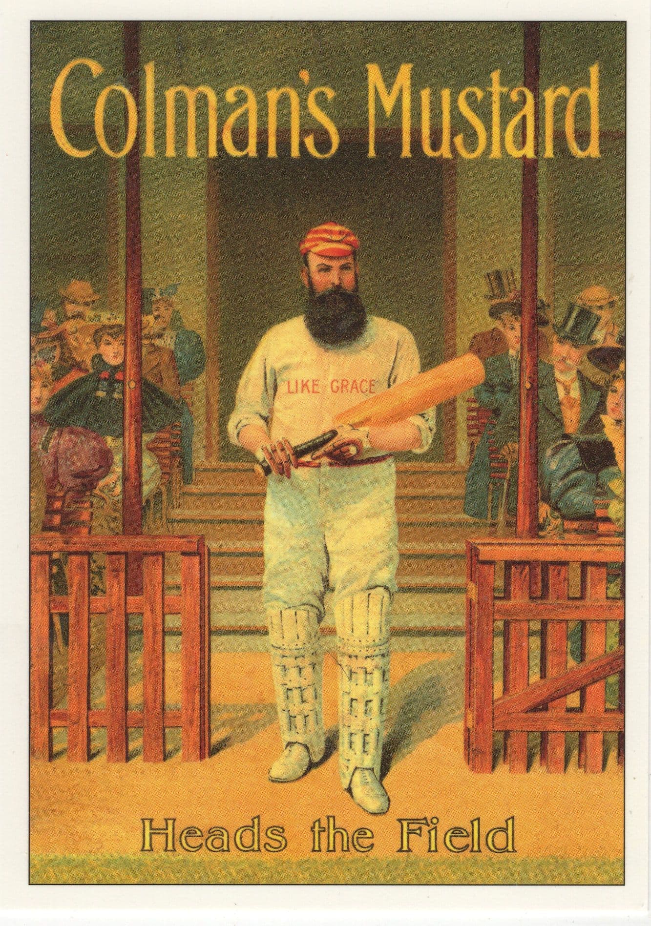 WG Grace Cricket Colmans Mustard Advertising Postcard