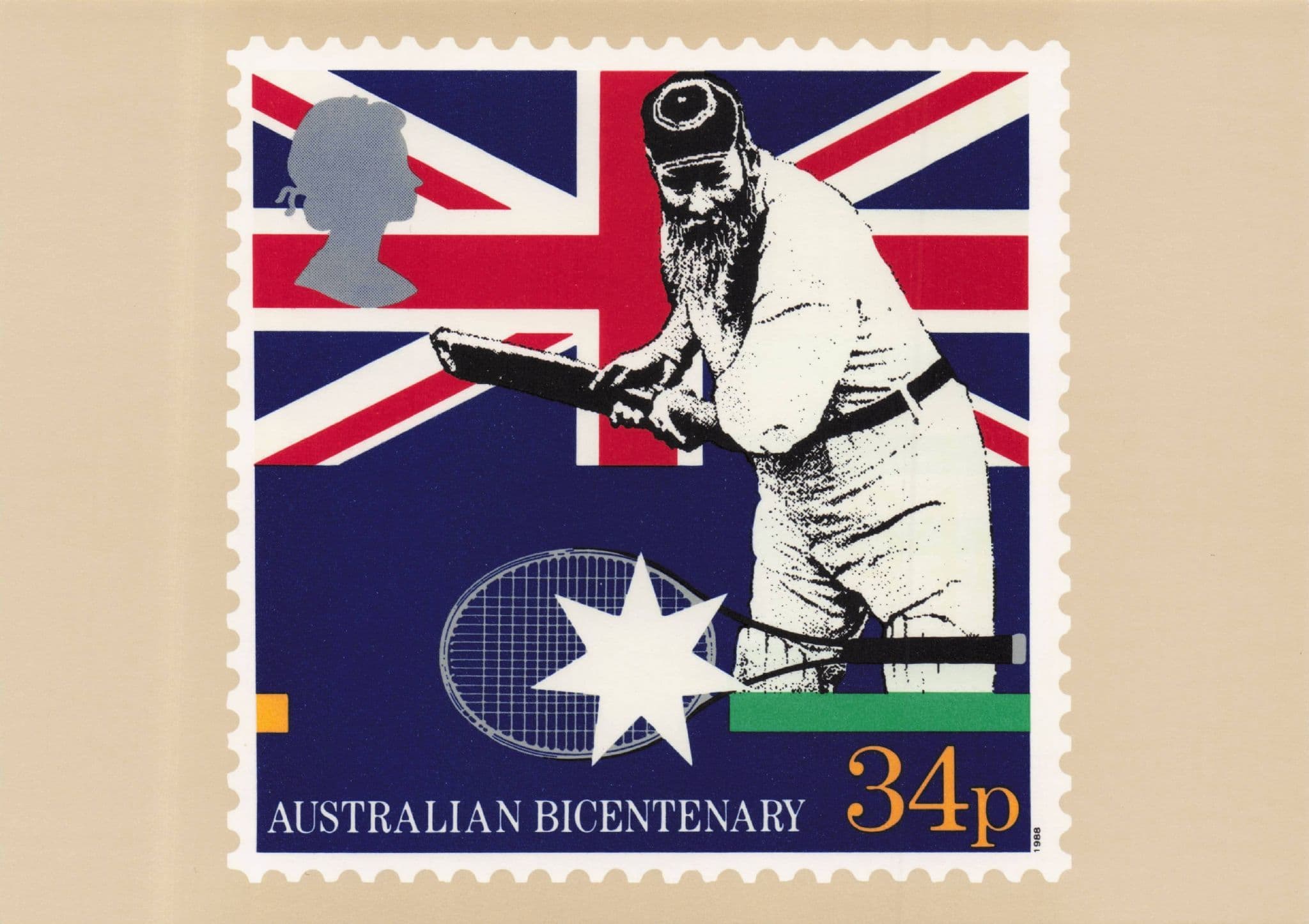 WG Grace Historic Victorian Cricketer Australian Bicentenary Royal Mail Postcard