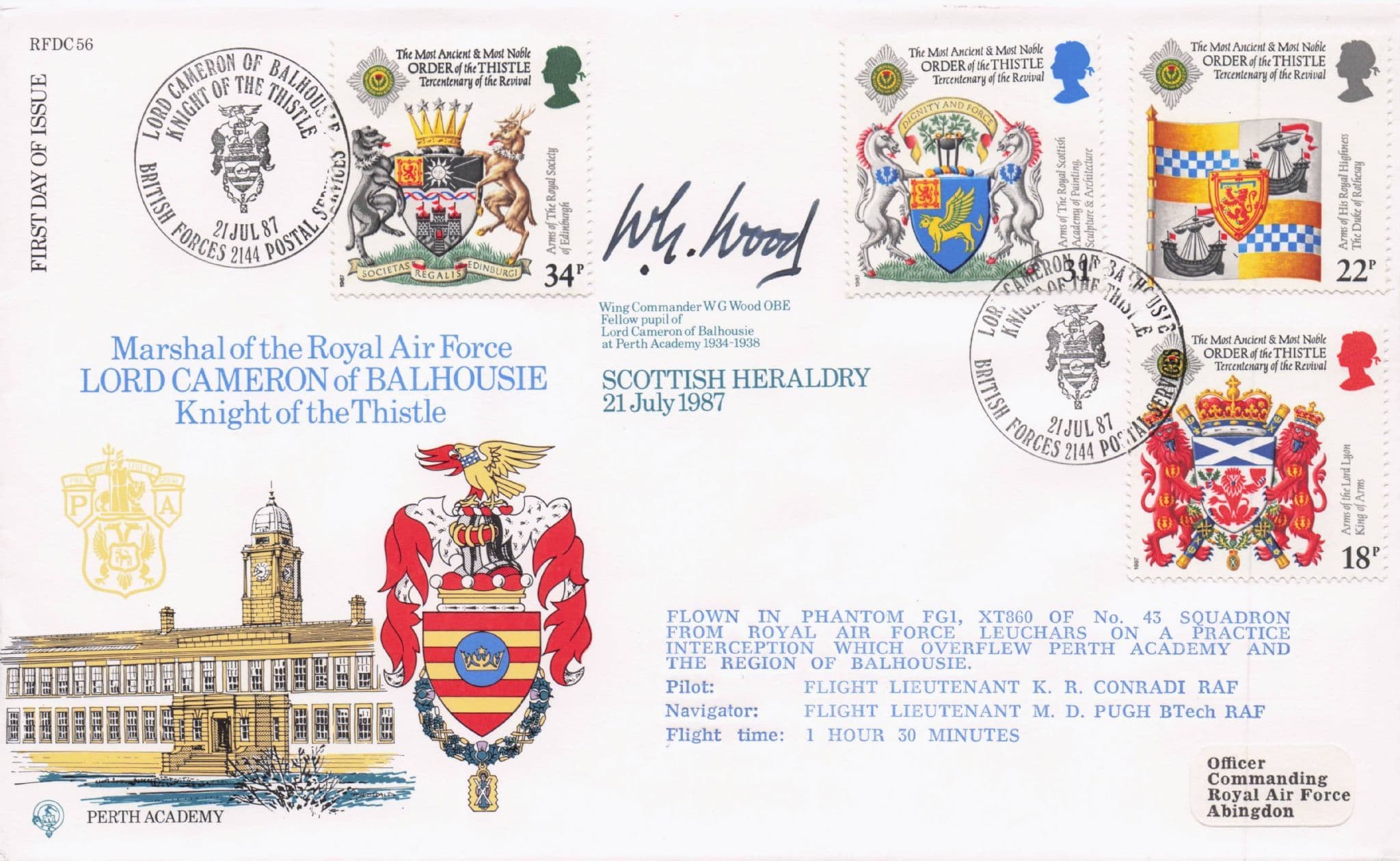 WG Wood Perth Academy Scottish Heraldry Hand Signed FDC