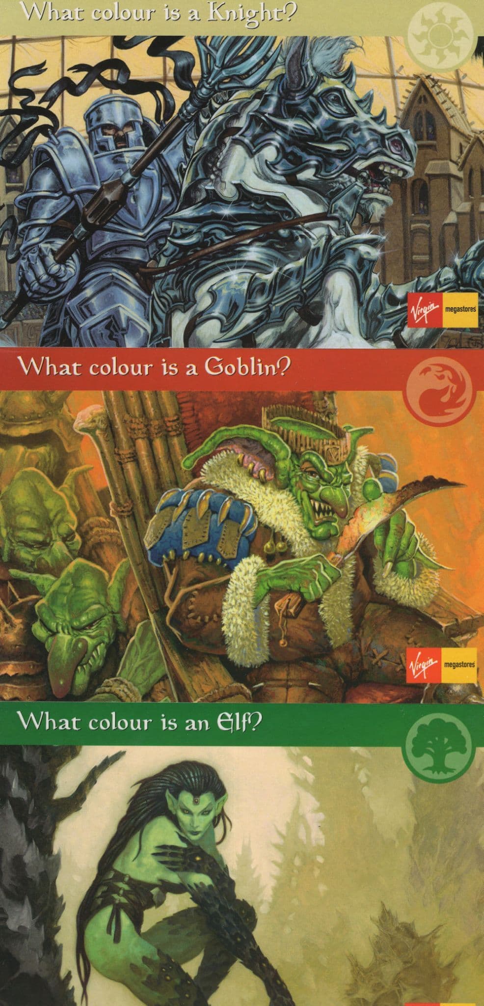What Colour Is A Knight Goblin Elf 3x Phone Advertising Postcard s