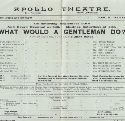 What Would A Gentleman Do Upper Class Play Apollo Upper Class Theatre Programme