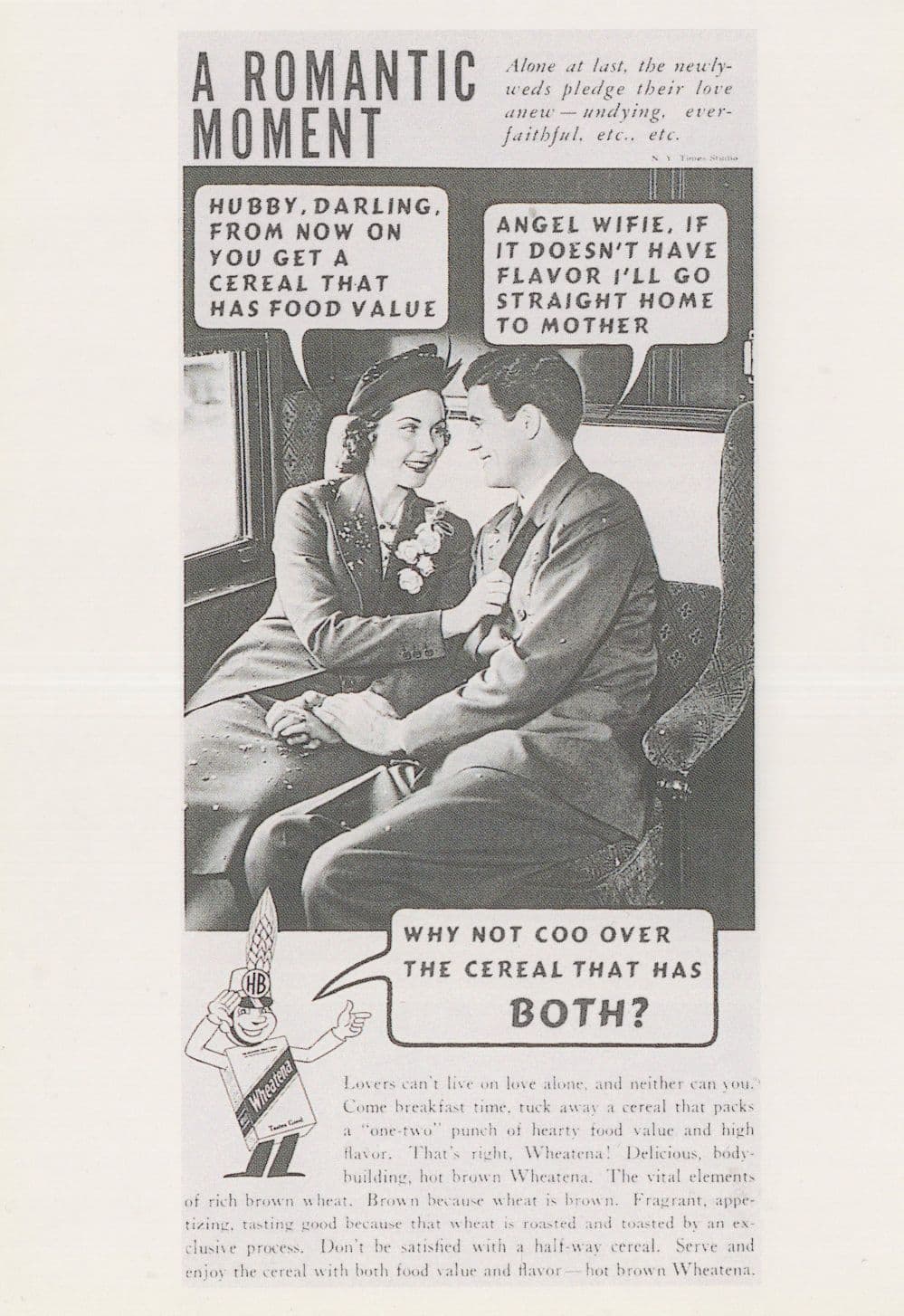 Wheatena 1930s Old Train Romance Wheat Cereal Advertising Postcard