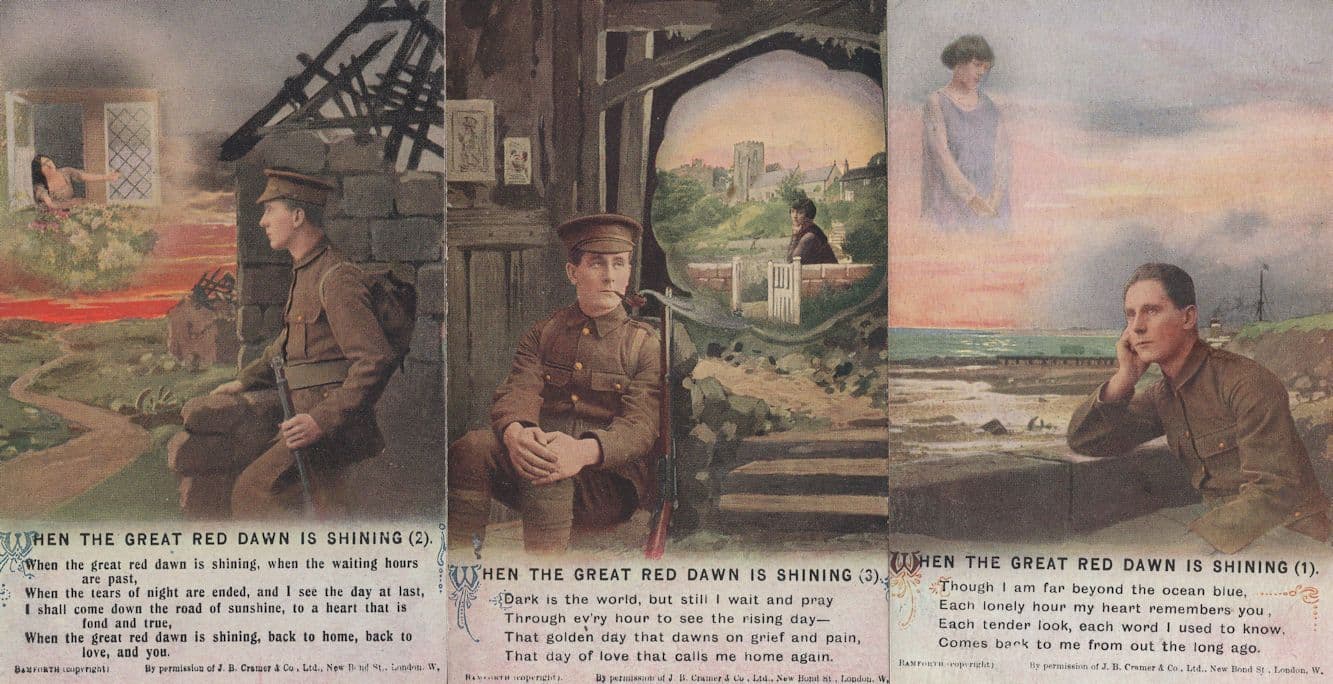 When The Great Red Dawn Is Shining Poem Military 3x Songcard Postcard s