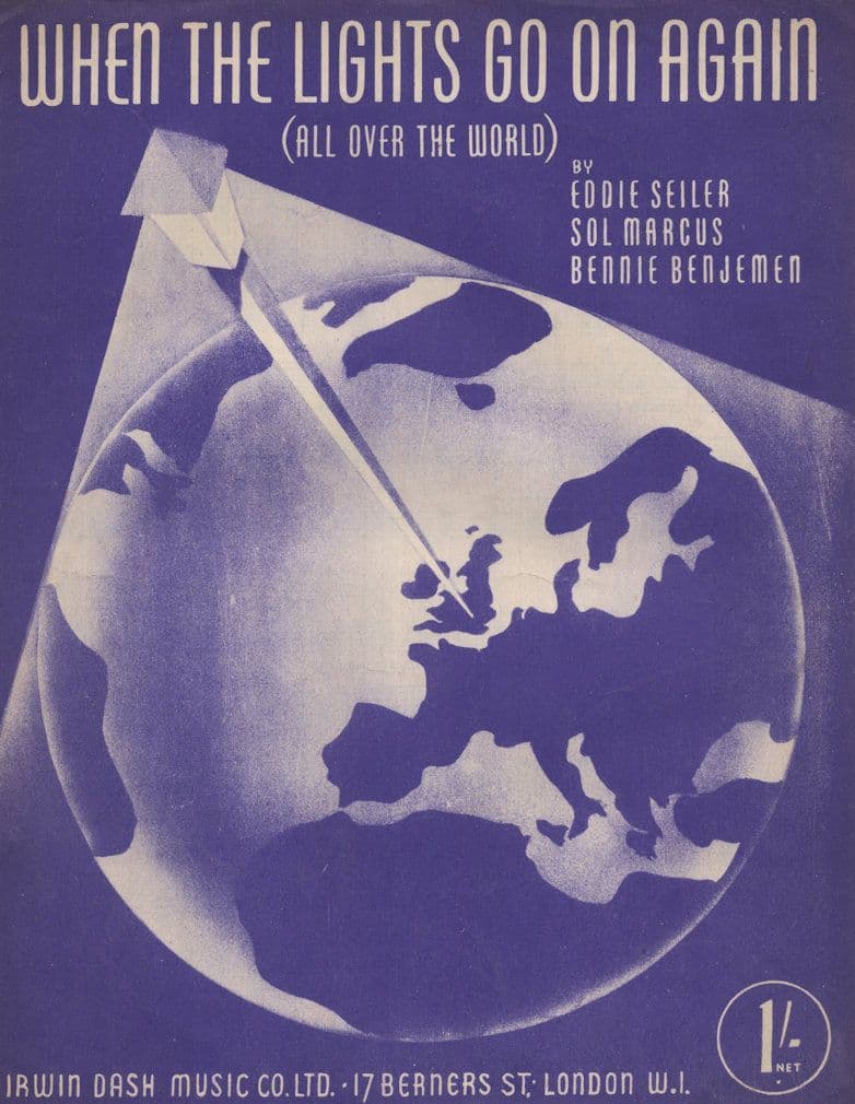 When The LIghts Go On Again 1950s MISPRINT Sheet Music