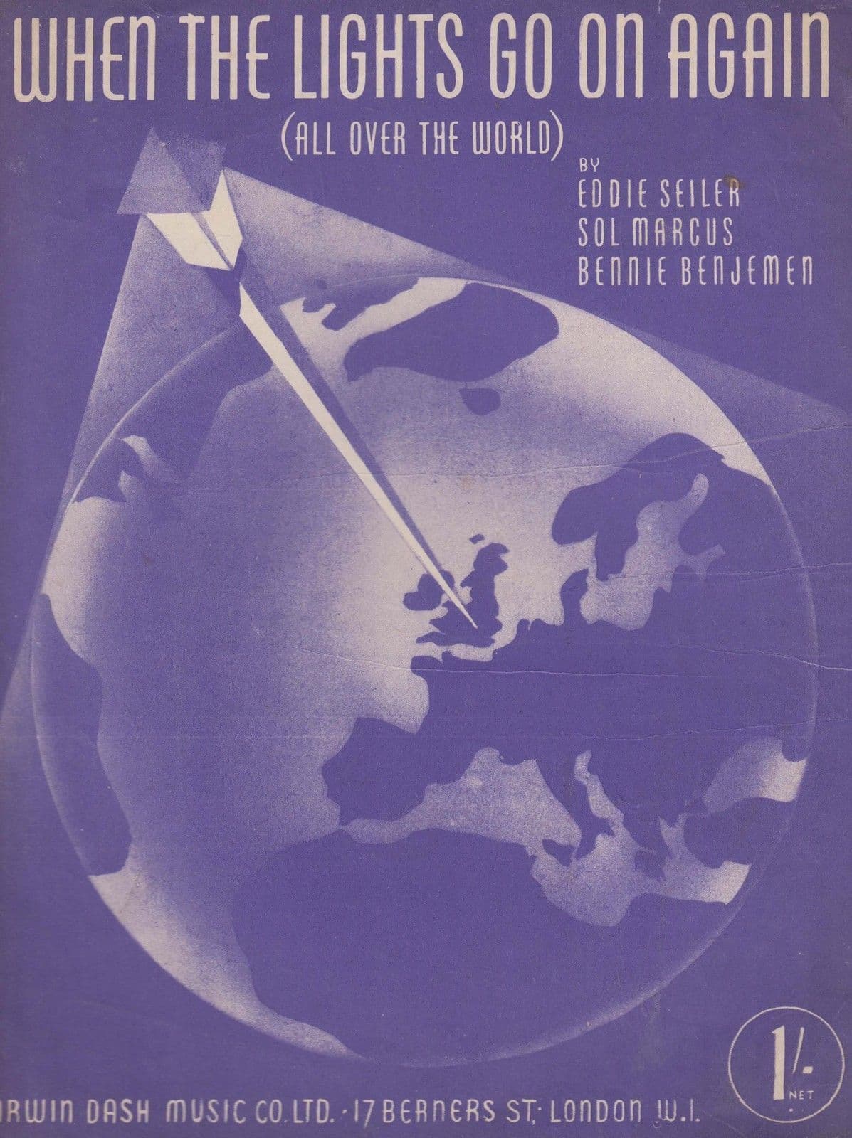 When The Lights Go On Again Bennie Benjamin 1940s Sheet Music
