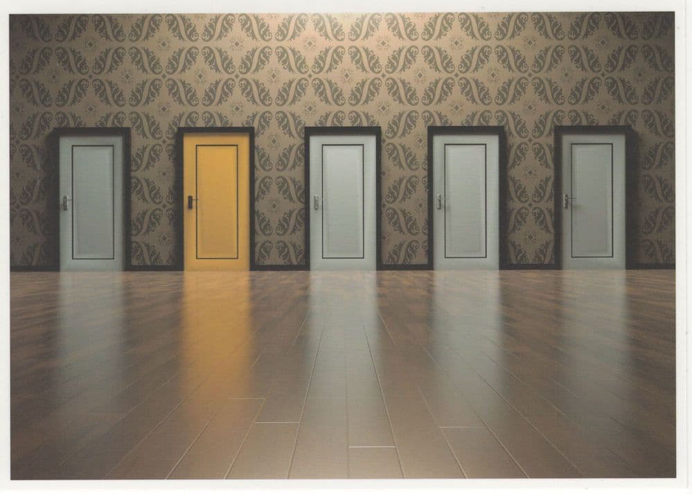 Which Door Do You Choose Life's Choices German Psychology Postcard