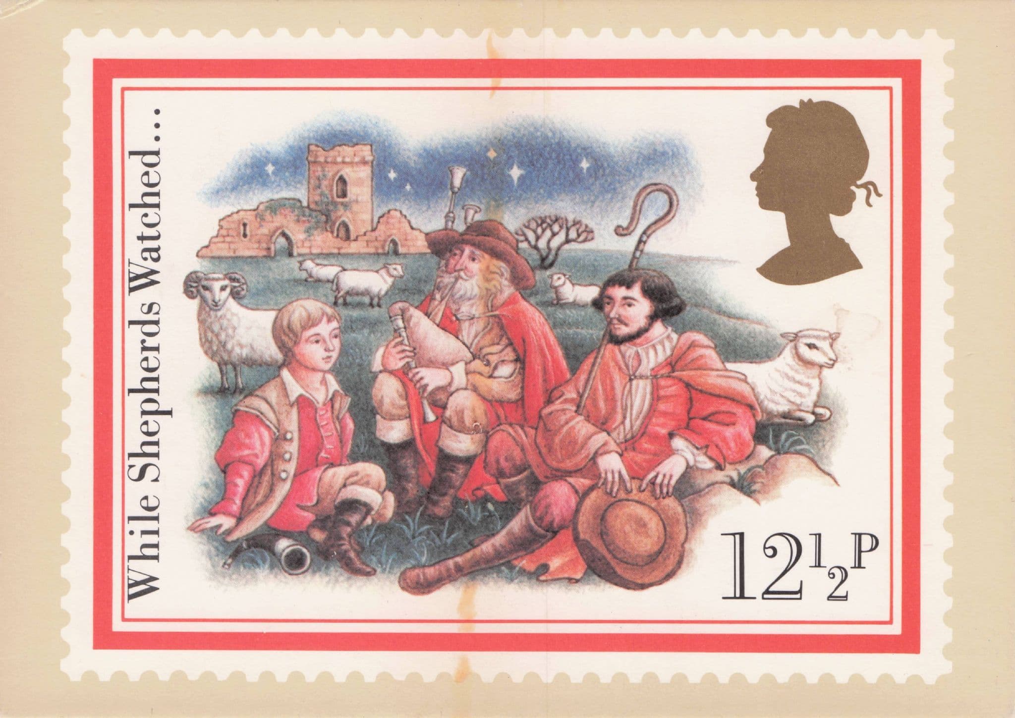 While Shepherds Watched Christmas Carol First Day Cover Postcard