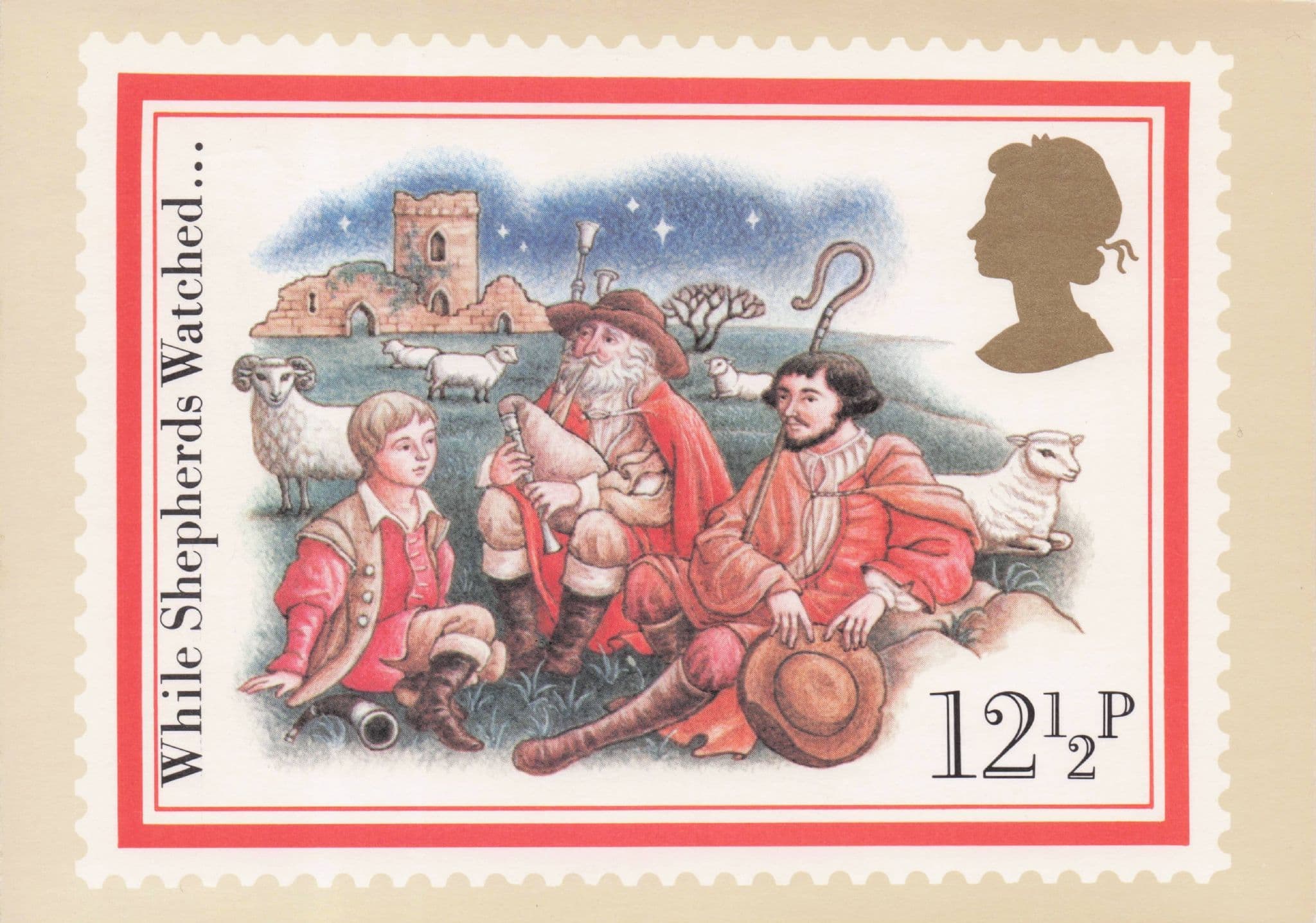 While Shepherds Watched Christmas Carol Royal Mail Ltd Edn Stamp Postcard