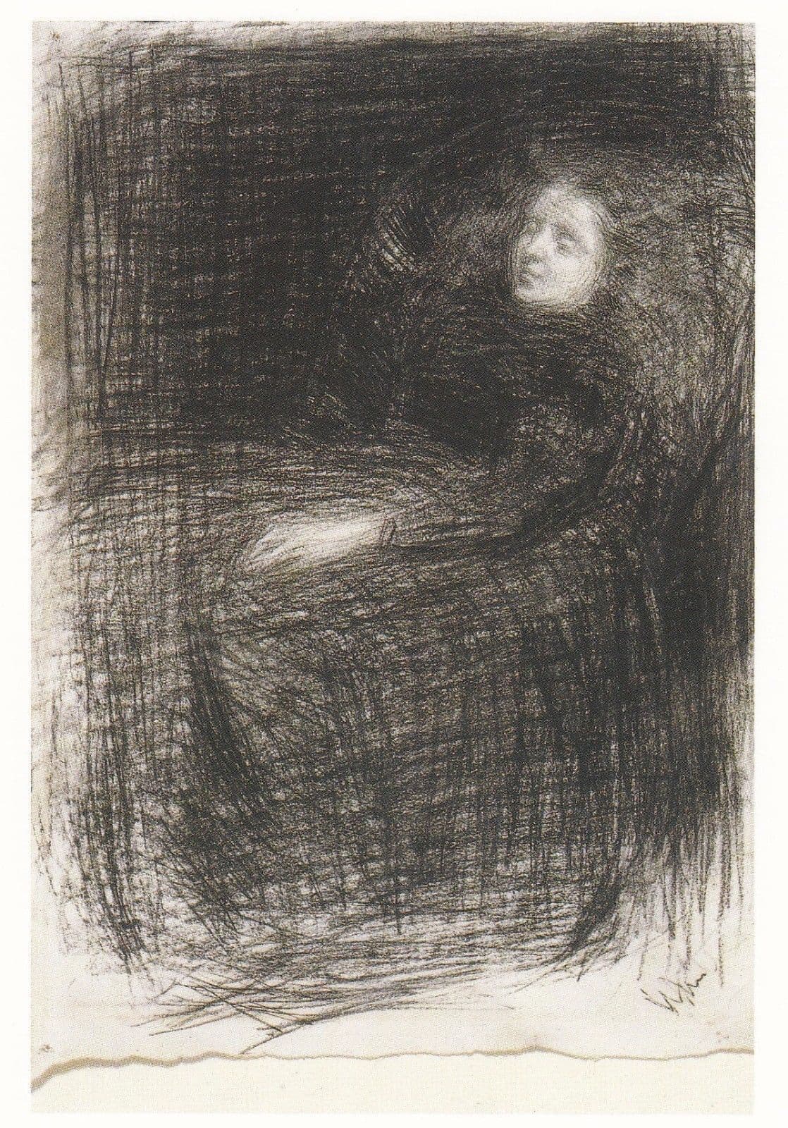Whistler The Sleeper Orphan in Bed Victorian Old Painting Tate Gallery Postcard