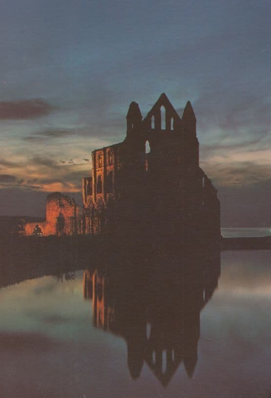 Whitby Abbey at Night James Herriott Yorkshire Postcard