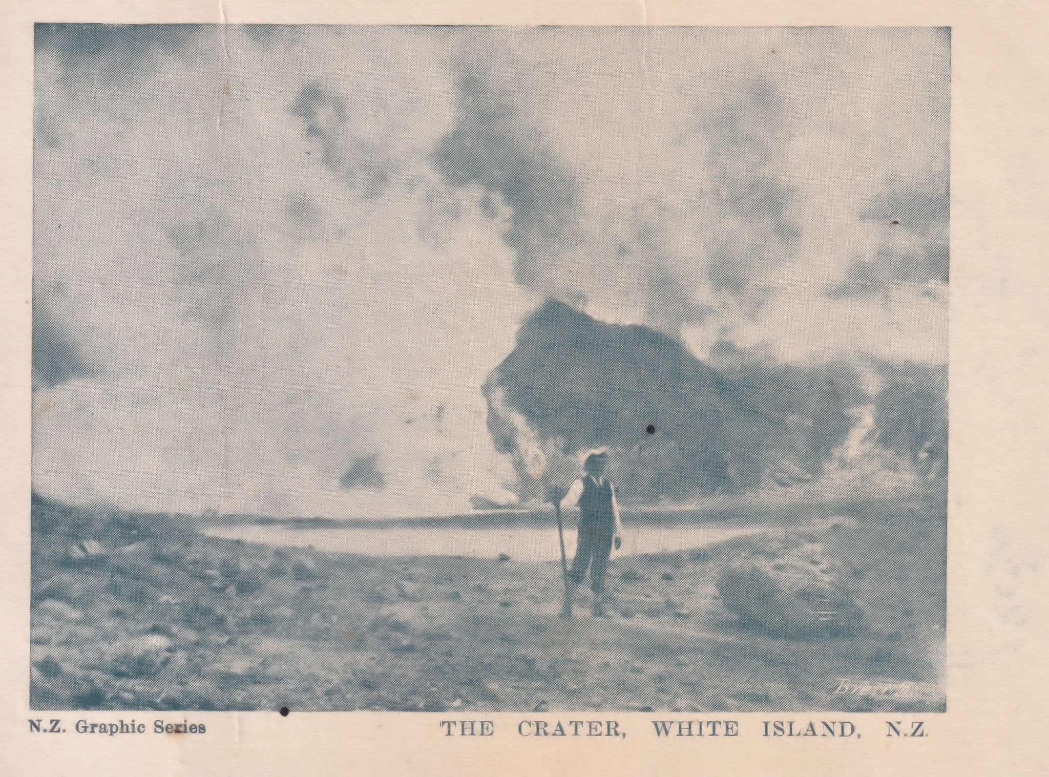 White Island Volcano Crater New Zealand Antique Postcard