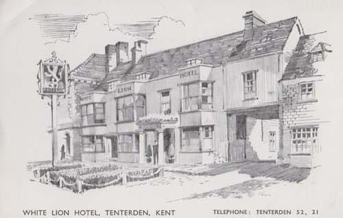 White Lion Hotel Village Pub Tenterden Kent 1970s Artist Drawing Postcard