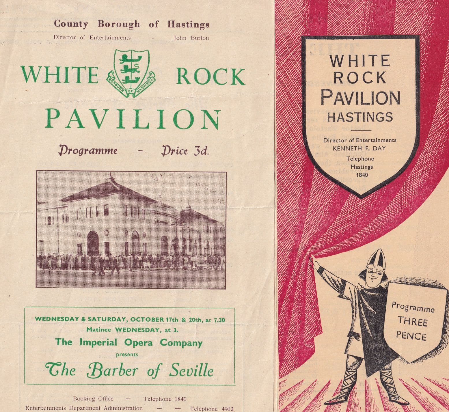 White Rock Pavillion Theatre Hastings Barbara of Seville 2x Opera Programme