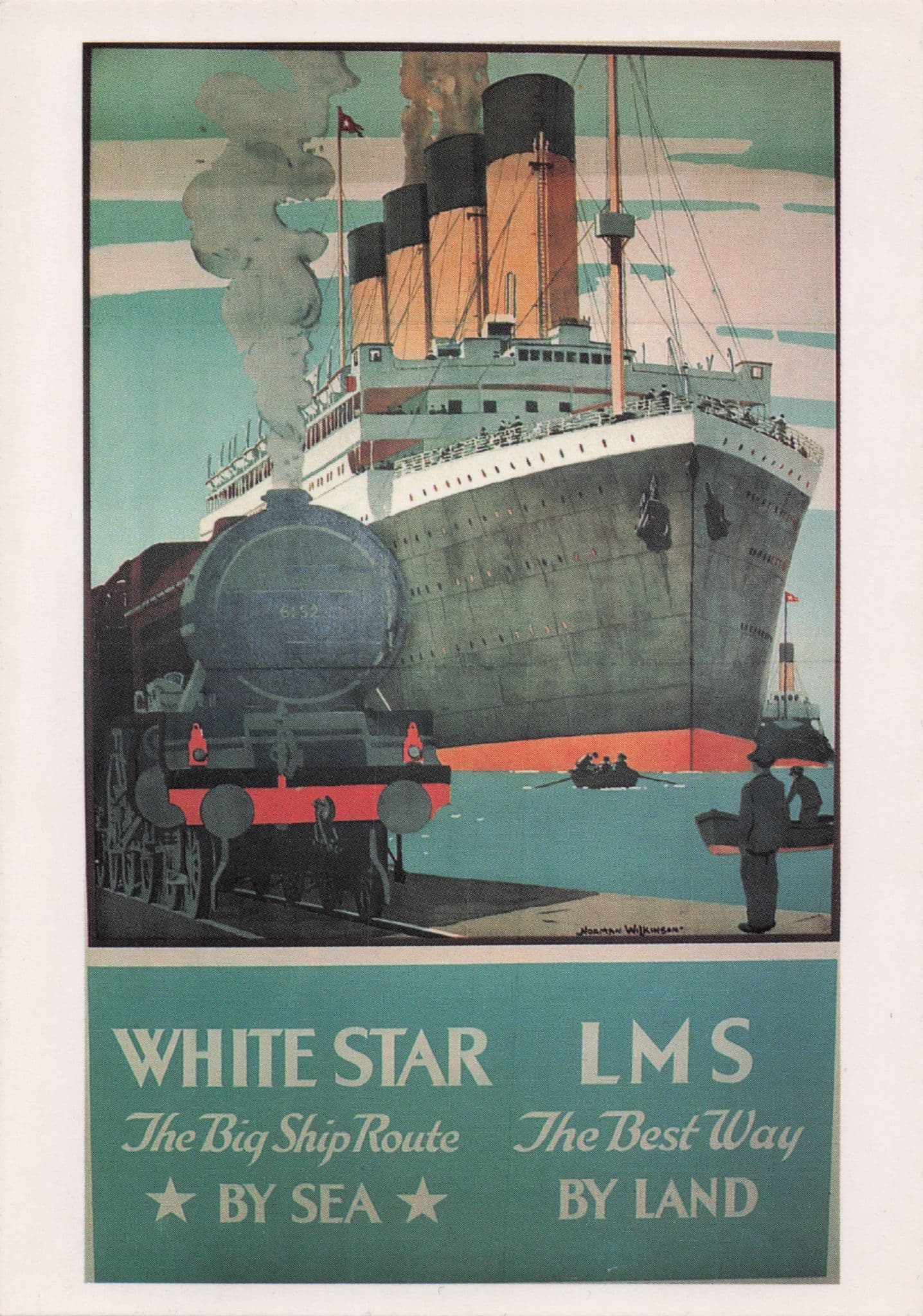 White Star Lines LMS Travel Ship Poster Advertising Postcard