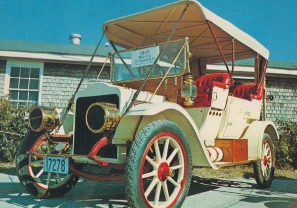 White Steamer 1910 Car Rare Photo Postcard