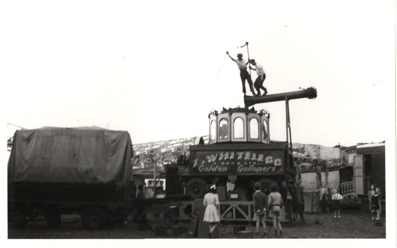 Whitelegg Golden Gallopers Fairground Jumping Stunt Men Vintage Photo