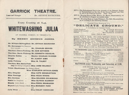 Whitewashing Julia Church Bazaar Fund For Curates Comedy Garrick Theatre Programme