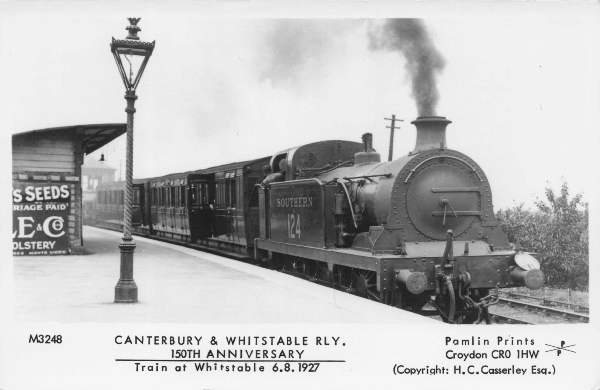 Whitstable Train at Canterbury Station 1927 Pamlin Prints Railway RPC Postcard