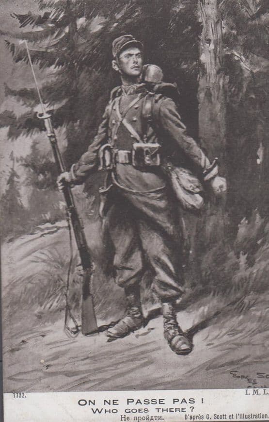 Who Goes There Oh Ne Passe Pas Propoganda French Antique WW1 Military Postcard