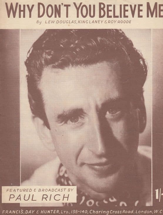 Why Dont You Believe Me Paul Rich 1950s Sheet Music