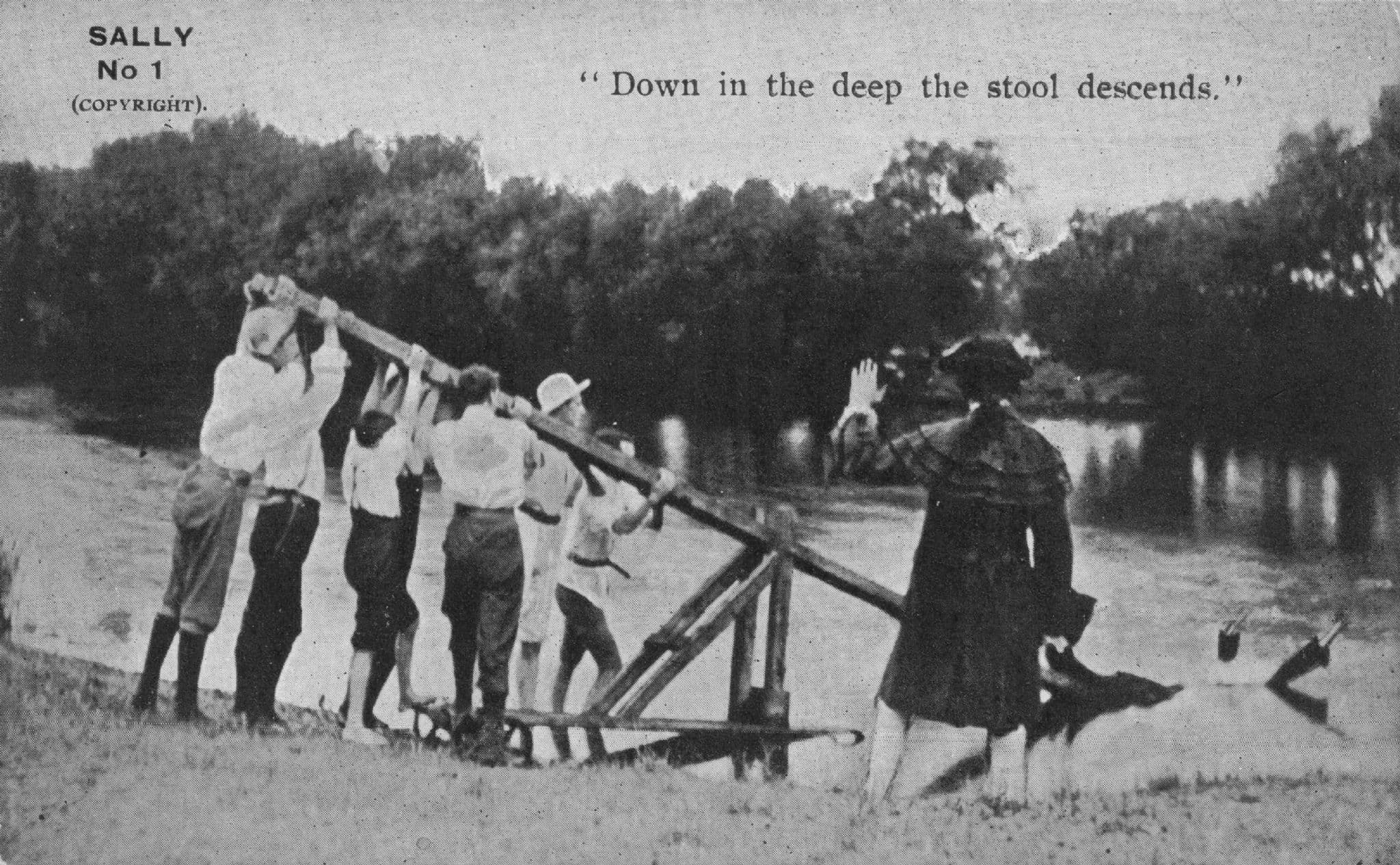 Wicca River Dunking Witch Finder Discovery Occult Folklore Old Postcard