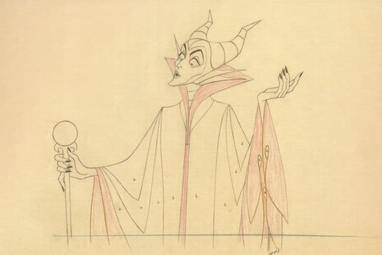 Wicked Witch in Sleeping Beauty Storyboard Sketch Walt Disney Postcard