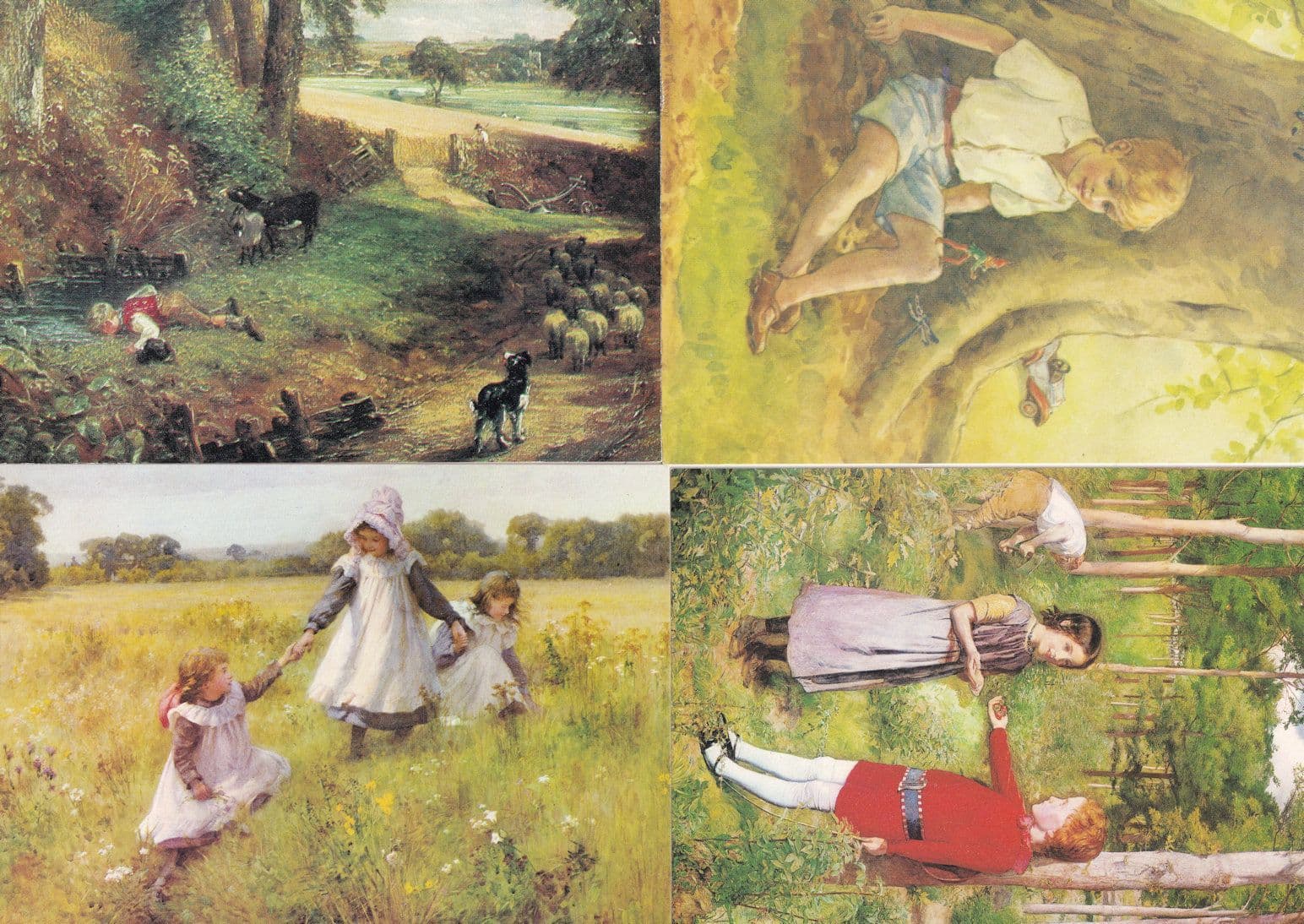 Wigly Picking Wild Flowers Cornfield 4x Children In Field Medici Painting Postcard s