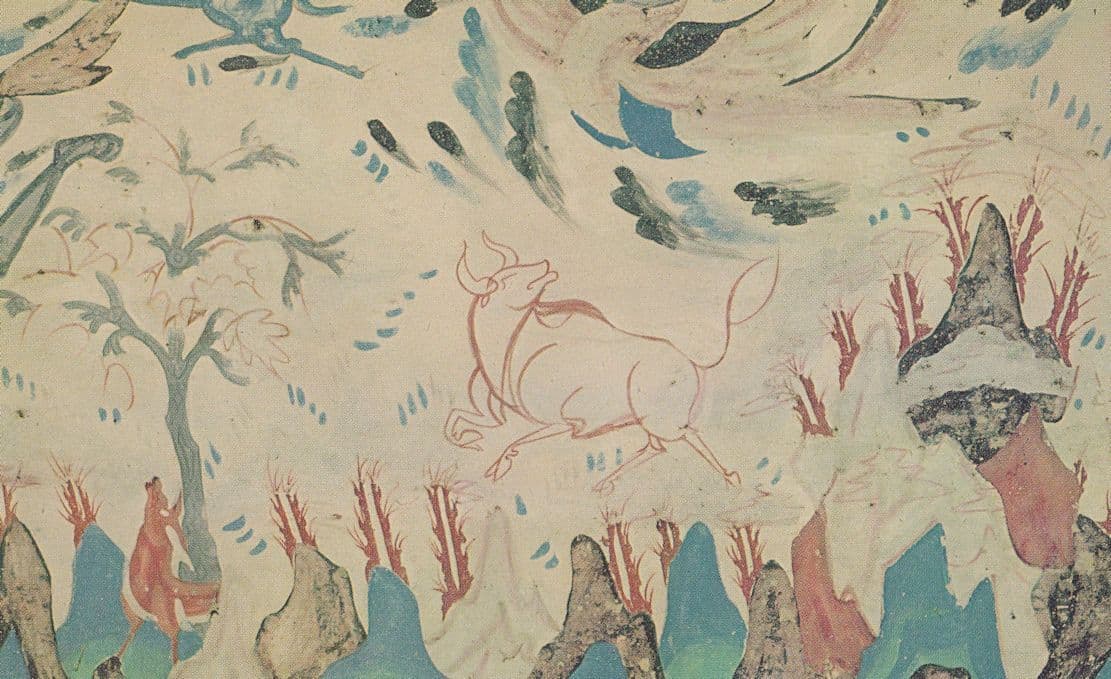 Wild Ox Western Wei Dynasty Chinese Caves Mural Art Postcard