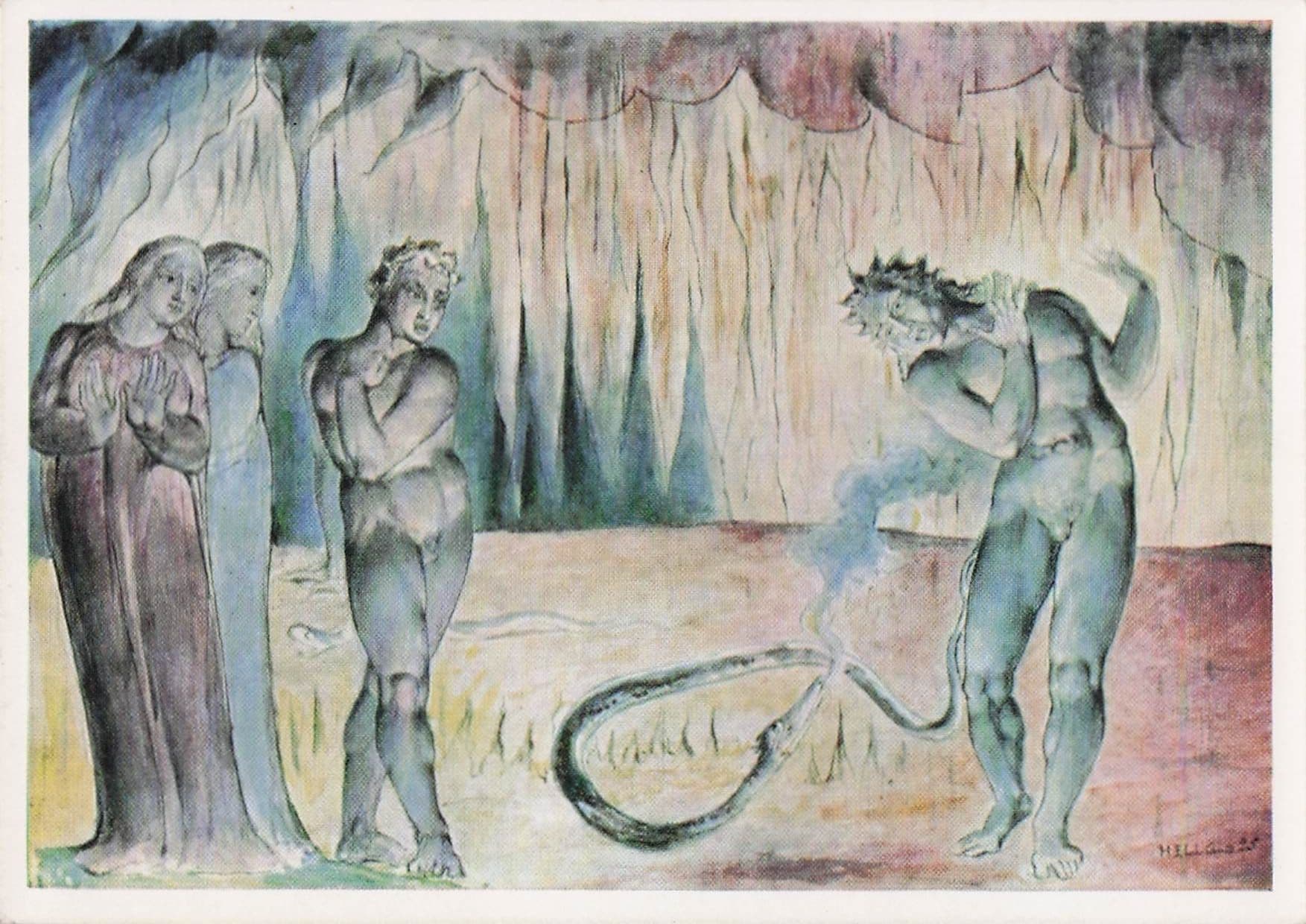 William Blake Buoso Donati Attacked By The Serpent Painting Postcard
