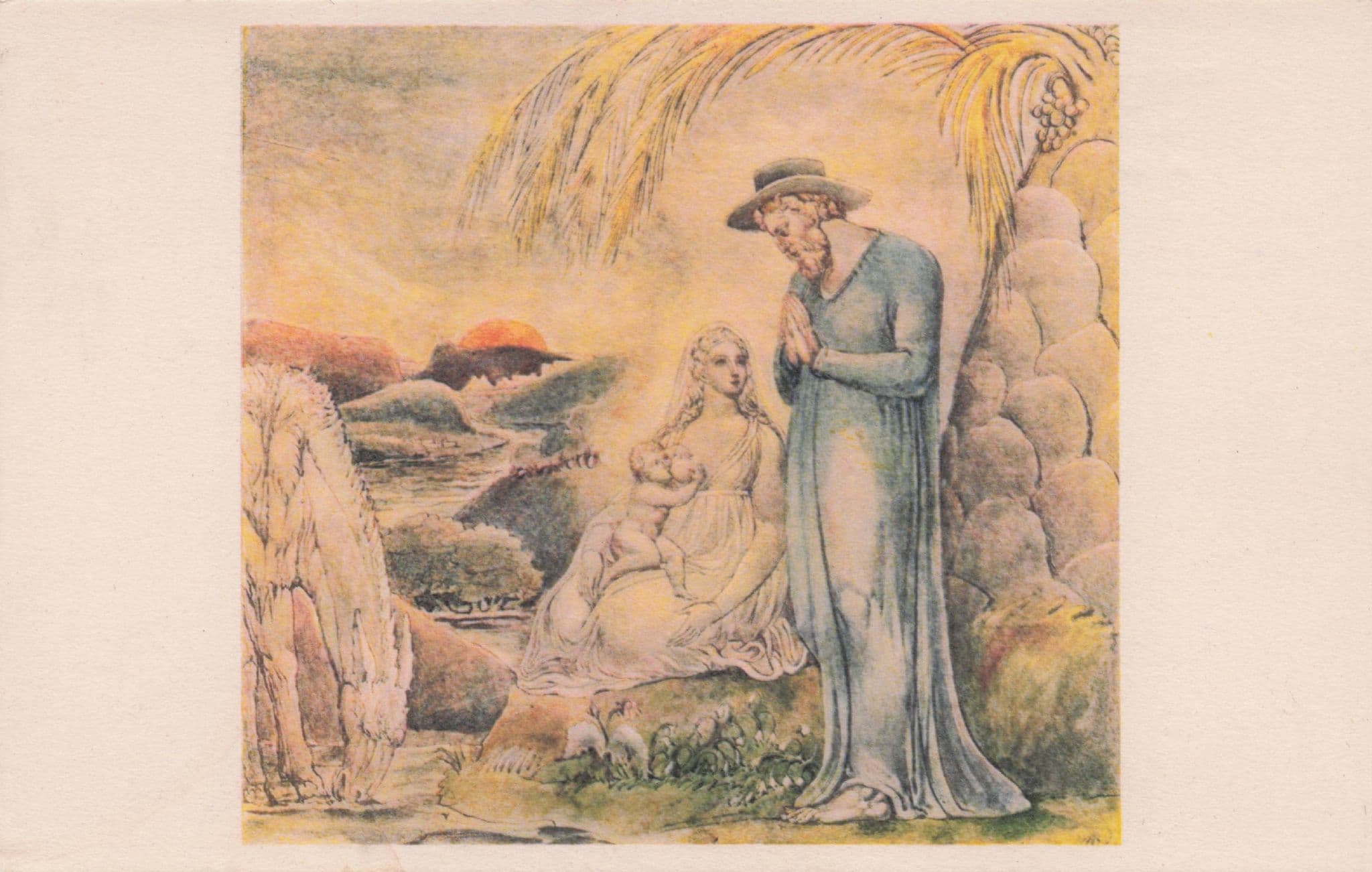 William Blake The Flight Into Egypt Old Painting Postcard