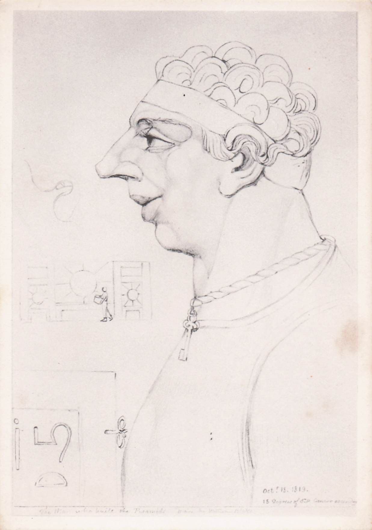 William Blake The Man Who Built The Pyramids Painting Postcard