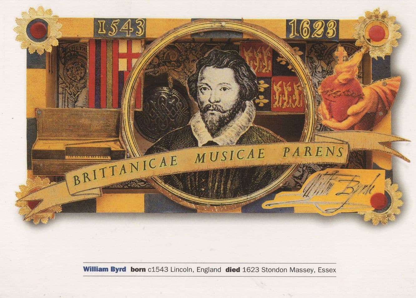 William Byrd Classical Composer Art Collage BBC Postcard