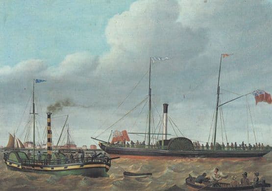 William Griffin Lion Off Goole Yorkshire Boat River Victorian Painting Postcard