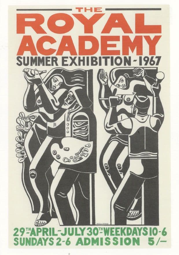 William Roberts Painting 1967 RA London Exhibition Cubism Painting Postcard