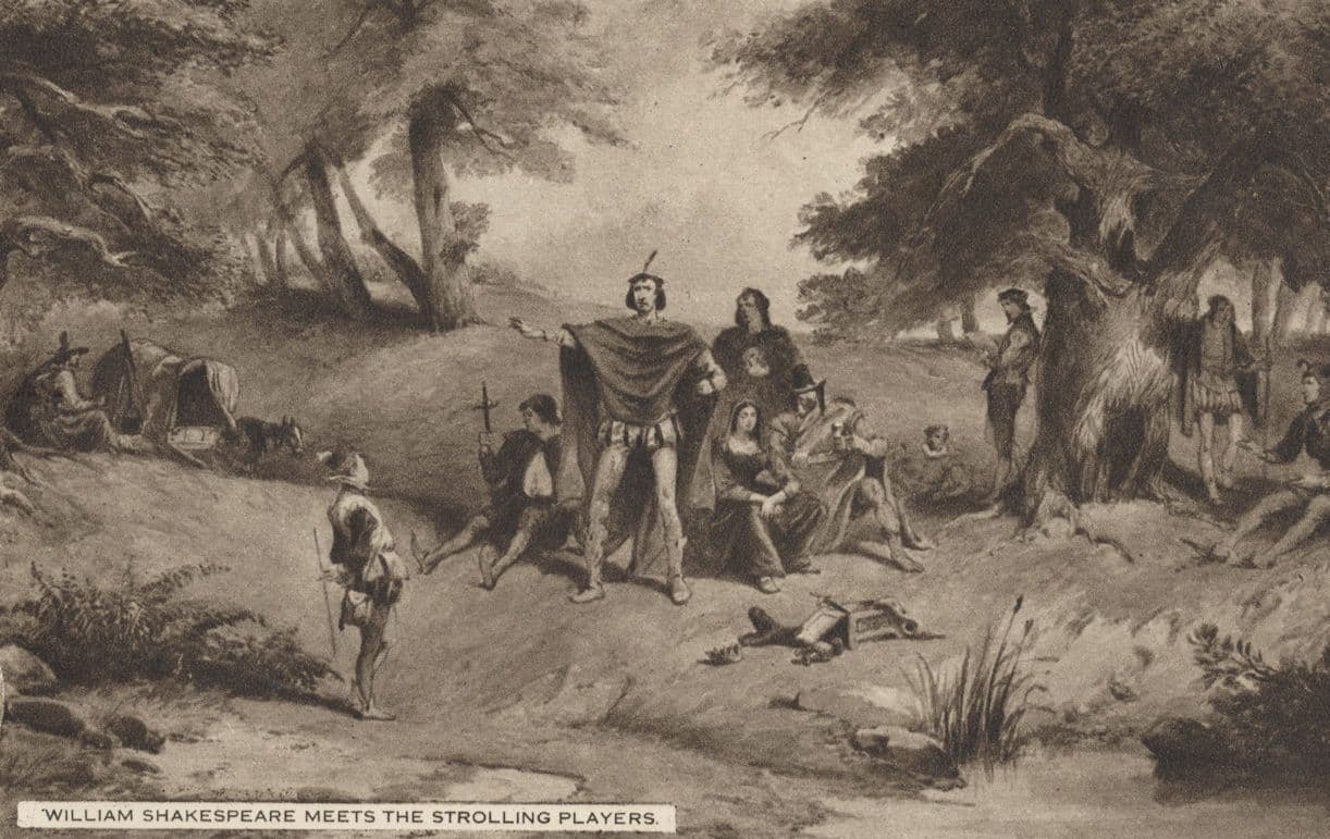 William Shakespeare Meets The Strolling Players Music Tucks Old Postcard