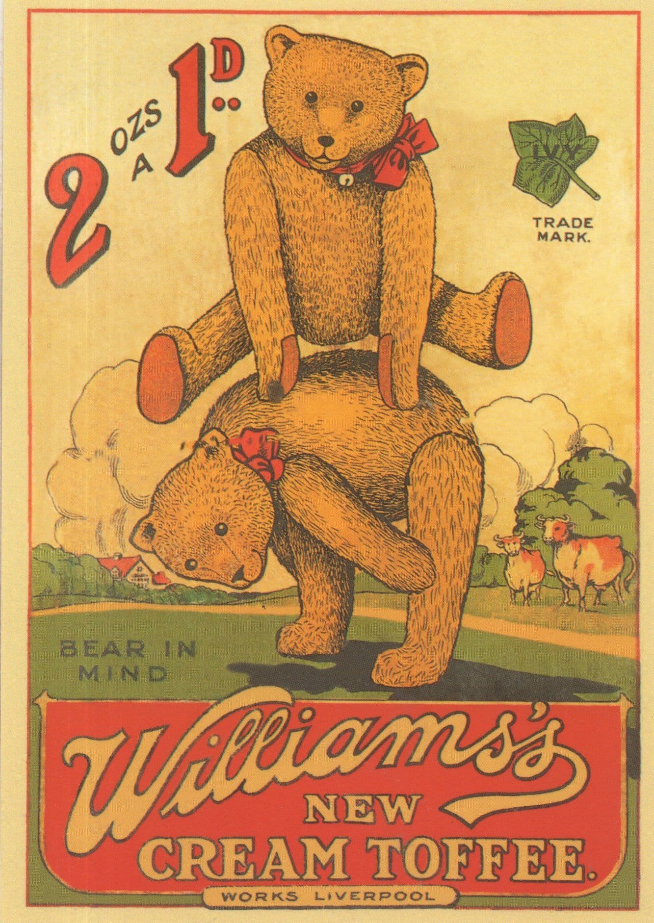 Williams New Cream Toffee Sweets Teddy Bear Poster Postcard