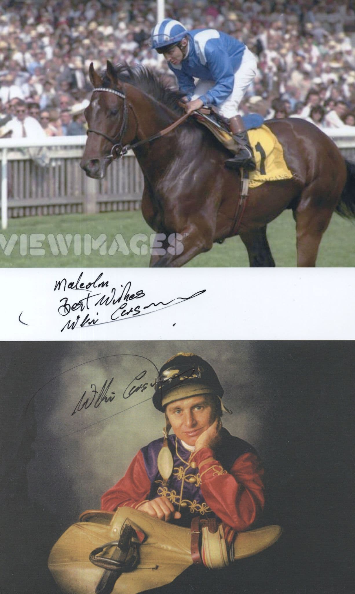 Willie Carson 3x Horse Racing Autograph 2 Signed Photo s