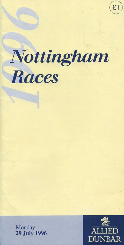 Willie Ryan Nottingham 1996 Horse Racing Hand Signed Programme