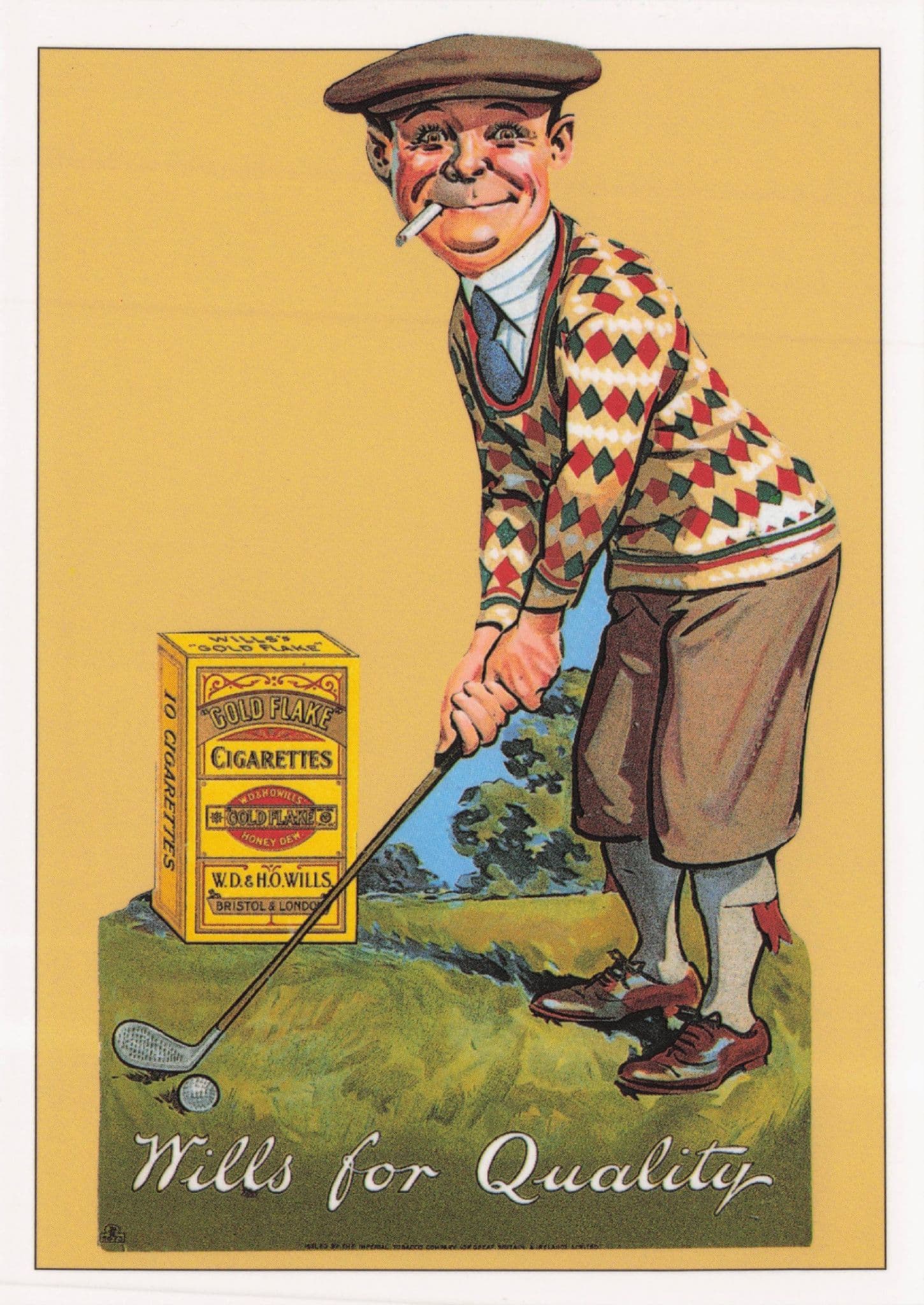 Wills Cigarettes For Quality Golf Advertising Poster Postcard